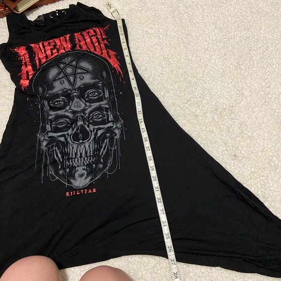 Killstar New Age Lace Back Tank Tshirt Dress Asymmetrical Tunic - Picture 5 of 7